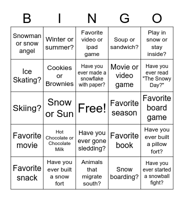 Winter BINGO Card