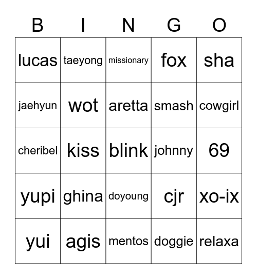 Reghina Bingo Card