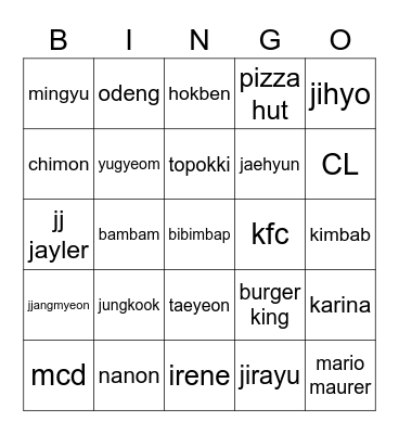 Evelyn Bingo Card