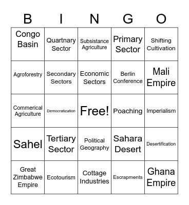 SSA Bingo Card