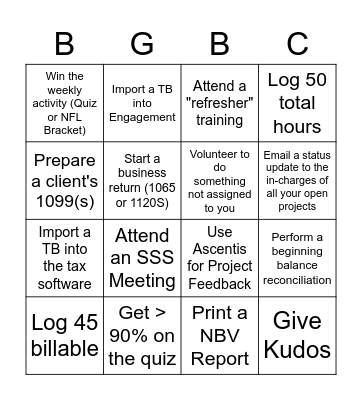 February 1st - February 12th Bingo Card