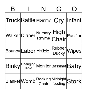 Cristal & Henry's BabyShower Bingo Card