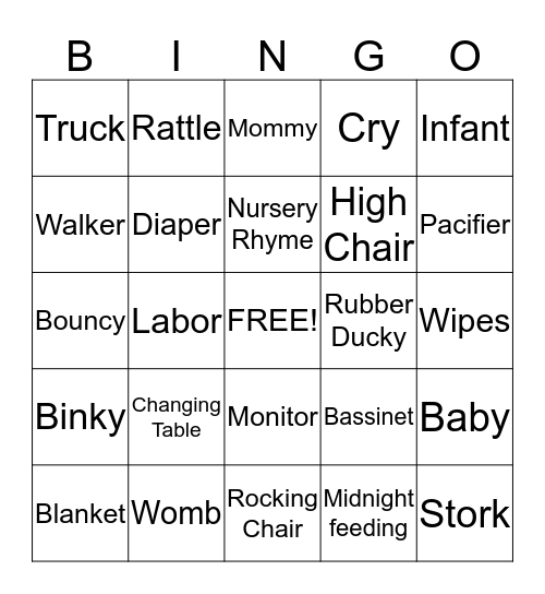 Cristal & Henry's BabyShower Bingo Card