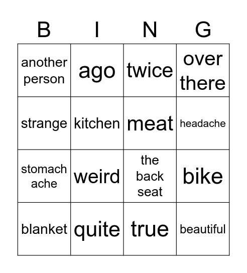 Bingo Woordjes File 4 BK1 Bingo Card
