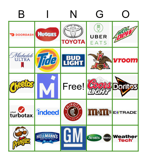 SUPERBOWL LV 2021 Bingo Card