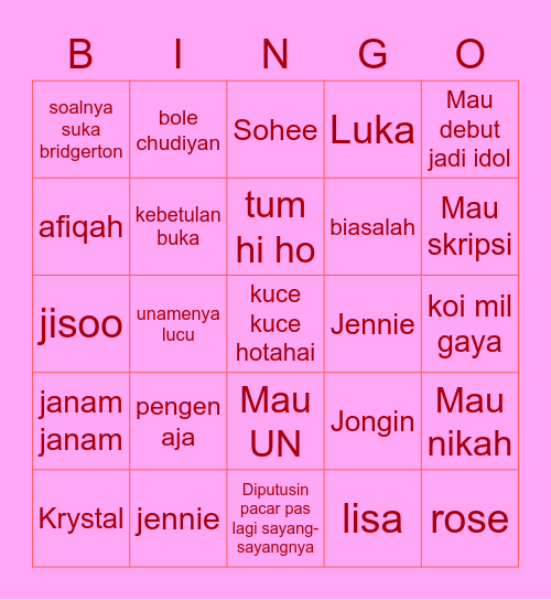 Bingo Bridgerton Bingo Card