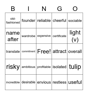 INTERMEDIATE PLUS File 1 Bingo Card