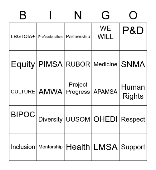 Student Interest Groups Bingo! Bingo Card