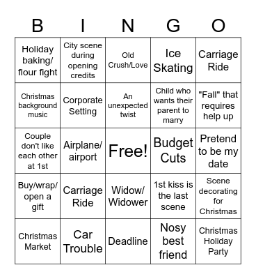 Hallmark Movie Christmas Bingo Card