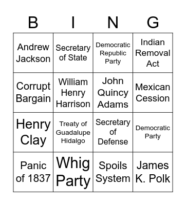 Lesson #1 - Review Game Bingo Card