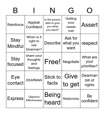 DEARMAN Bingo Card