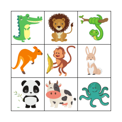 Animals Bingo Card
