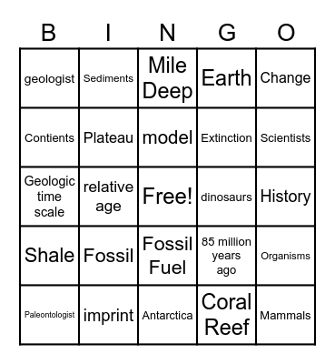 Fossil Bingo! Bingo Card