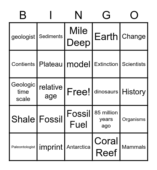 Fossil Bingo! Bingo Card