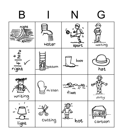 't' sound Bingo Card