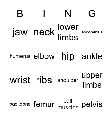 LOCOMOTOR SYSTEM Bingo Card