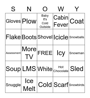 snowy Bingo Card