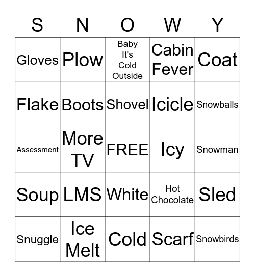 snowy Bingo Card