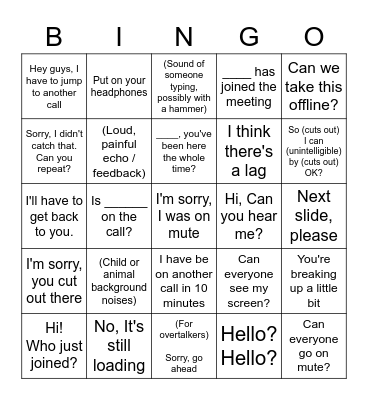 Conference Call Bingo Card