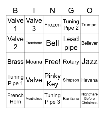 Brass Bingo Card