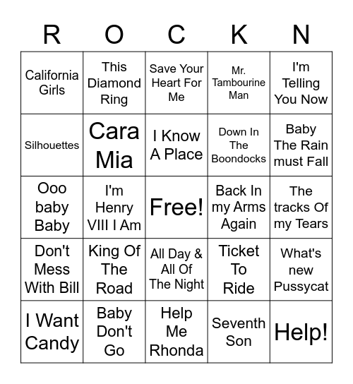 60s Part 1 Bingo Card