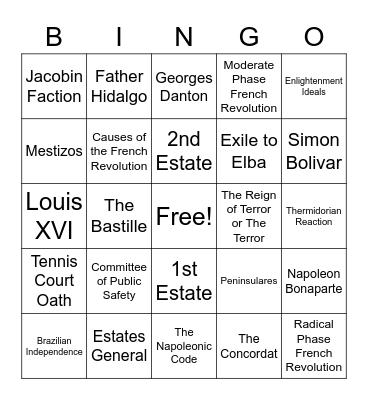 Review for Unit 6 World History II Bingo Card