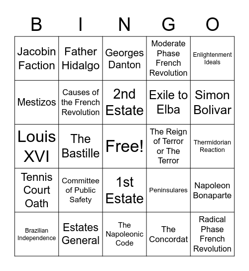 Review for Unit 6 World History II Bingo Card