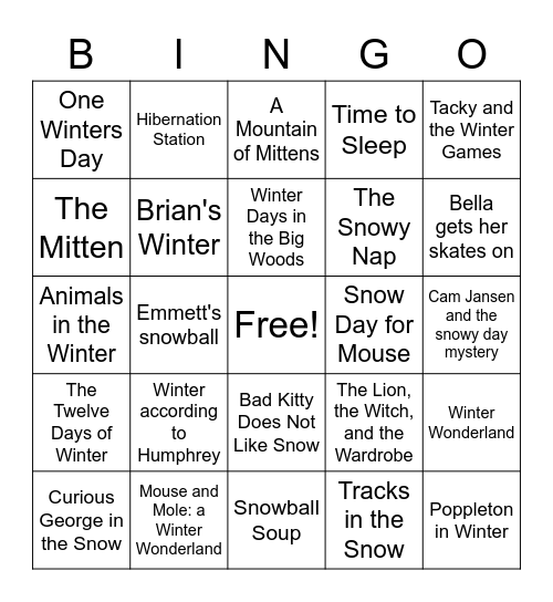 READING IS SNOW MUCH FUN! Bingo Card