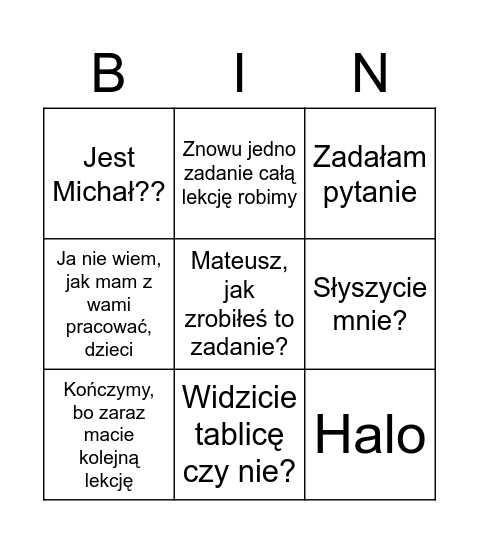 Górka Bingo Card