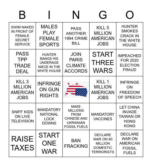 Joe Biden Bingo Card