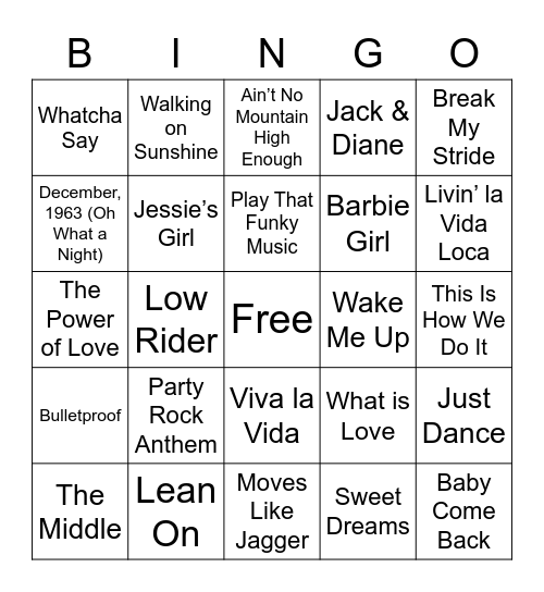 Music Bingo - DECADES Bingo Card