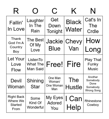 70s Part 2 Bingo Card