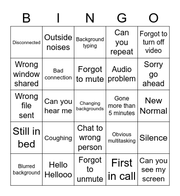 WHF BINGO Card