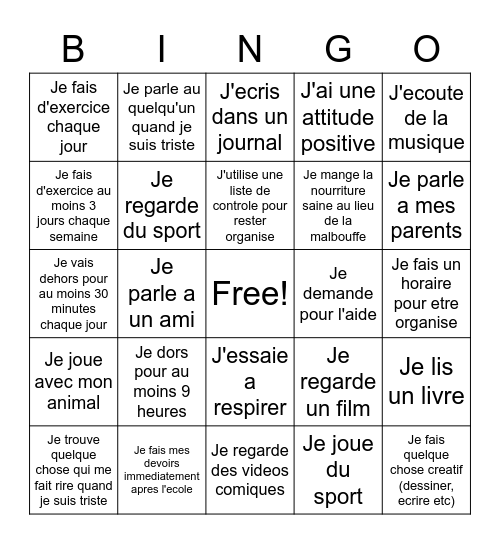 Stress bingo Card