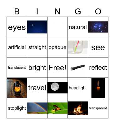 LIGHT-Grade 4 Bingo Card