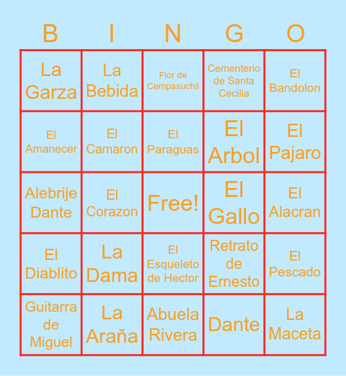 Coco Bingo Card