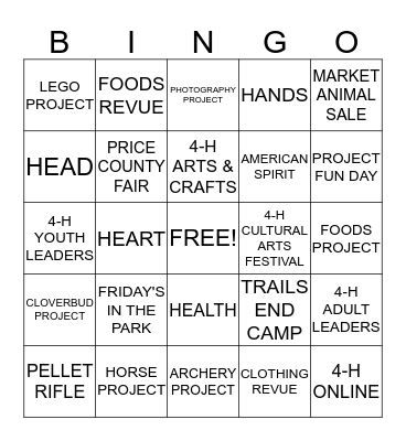 4-H BINGO Card