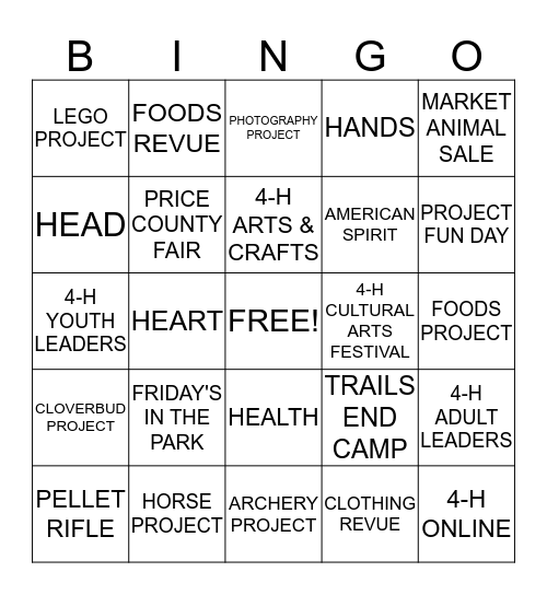 4-H BINGO Card