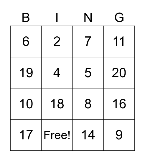 Winter Challenge Bingo Card