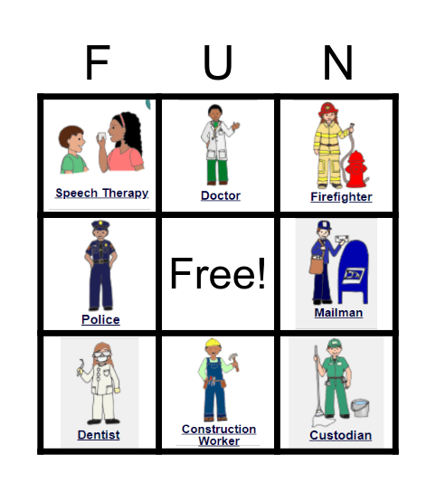 Community Helpers I can SEE! Bingo Card