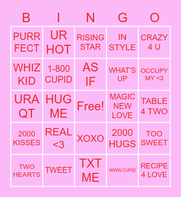 Valentine's Day Bingo Card