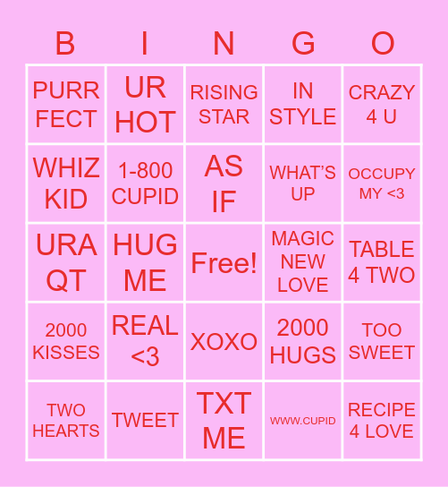 Valentine's Day Bingo Card