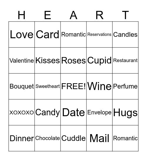 Valentine's Bingo Card