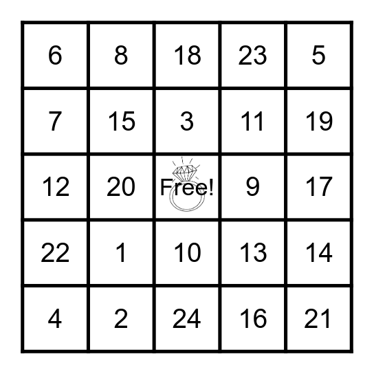 Valerie's Bridal Shower Bingo! Bingo Card