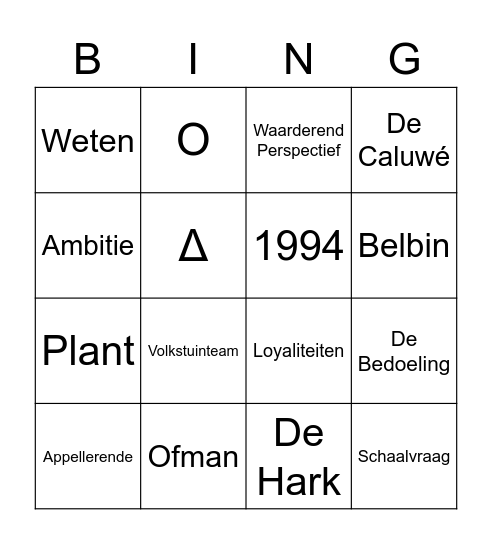 De Grote Schoolleiderbingo!!! Bingo Card