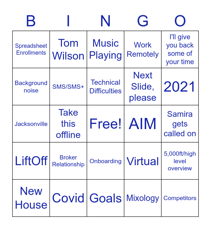 NSC 2021 BINGO Card
