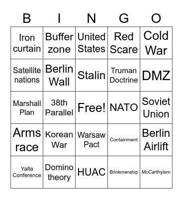 Cold War Bingo Card