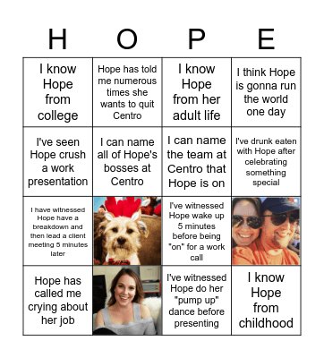 Hope Bingo!!! Bingo Card