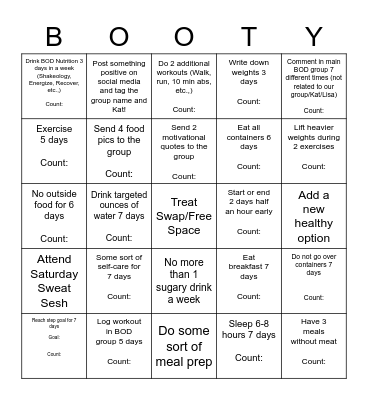 The Booty Bunch! Bingo Card