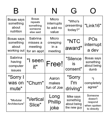 Buzzword Bingo Card